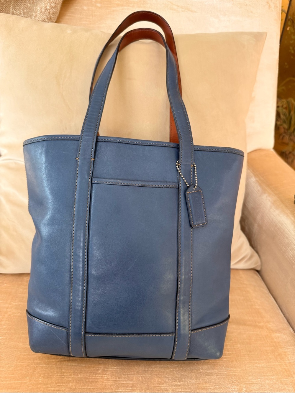 Vintage slate blue gallery tote coach bag